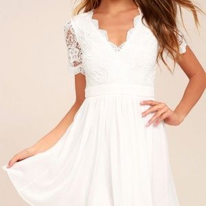 ANGEL IN DISGUISE WHITE LACE SKATER DRESS